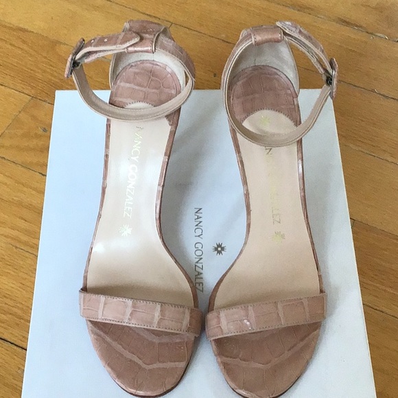 NANCY GONZALEZ Tina Crocodile Ankle Strap Sandals. - Picture 6 of 8